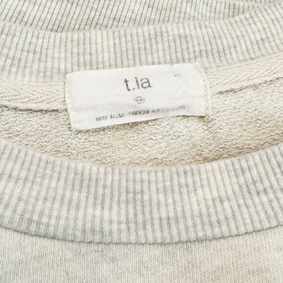 T.La Ribbed Trim Pocket Crewneck Pullover Sweatshirt Lounge Anthropologie Medium - Picture 6 of 10